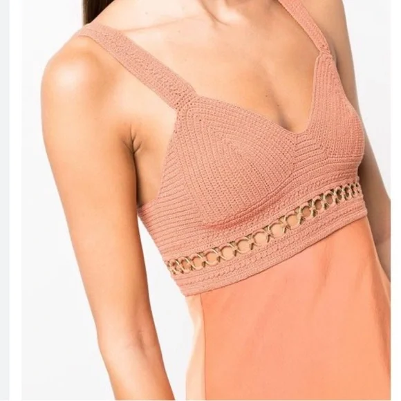 A.L.C Talia Crochet Bodice Satin Midi Dress - Picture 5 of 5